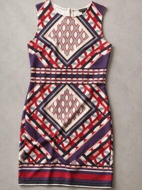 Venus Geometric Bodycon Sheath Dress Women’s Medium Purple Pink Sleeveless